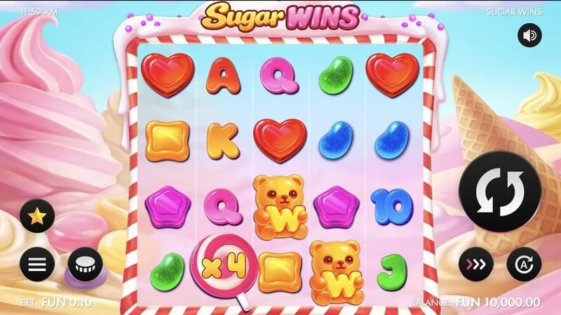 Sugar Wins - 5x4 makaralı oyun ekranı